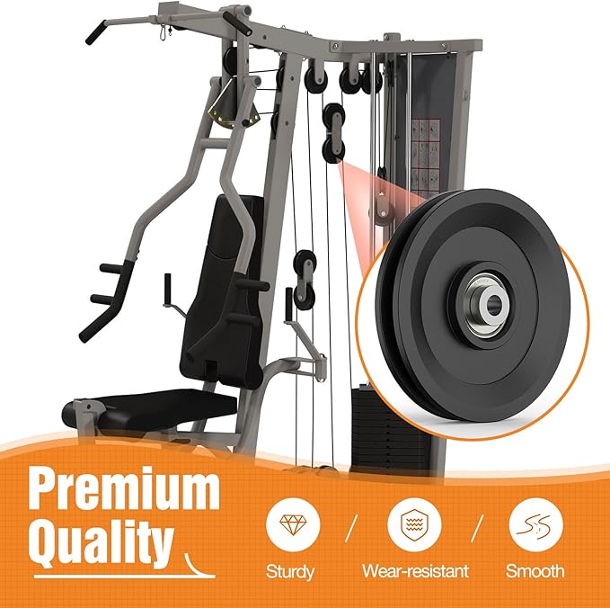4.5 Inch / 114 MM Universal Nylon Bearing Pulley Wheel Replacement Compatible with Cable Machine Home Gym, Garage Door Pulley System, Weight Machine, Gym Equipment