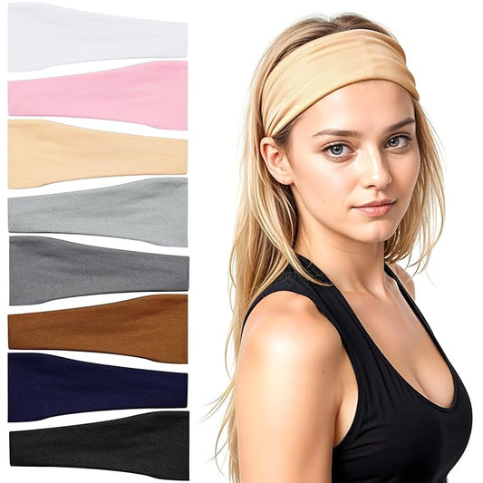 Headbands for Women, 8 Pack Wide Stretchy Headbands for Women Daily Use Sport Yoga Running