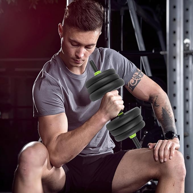 4-In-1 Adjustable Dumbbell Weights, Adjustable Dumbbell Set Used As Dumbbells, Barbells, Kettlebells and Push-Up for Home Gym, Round Head