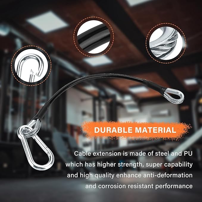 29" Gym Cable Extension Fitness Extension Rope Attachment Compatible with Bowflex and More Home Gym Accessories, for LAT/Tricep Pull Down and Leg Extensions Machine