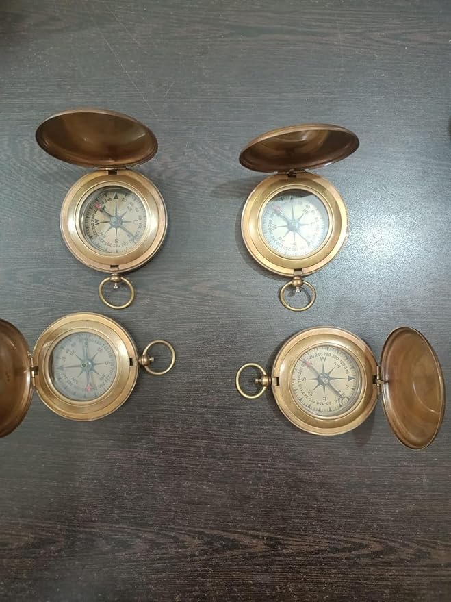 3"" Antique Brass Pocket Compass Navigational Collectible Push 1857 Compass