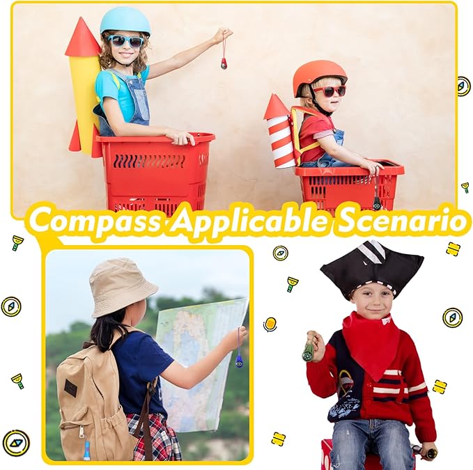 Macarrie Kids Compass Mini Survival Compass Mini Flashlight