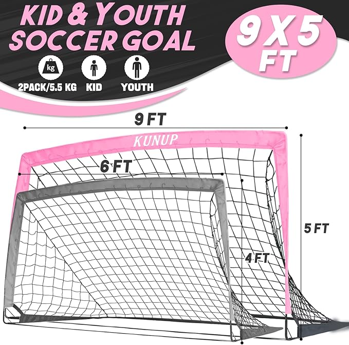 Kids Soccer Goals for Backyard 5×3, 6×4, 6×4, 9×5FT 9×5FT 2 2 Pieces
