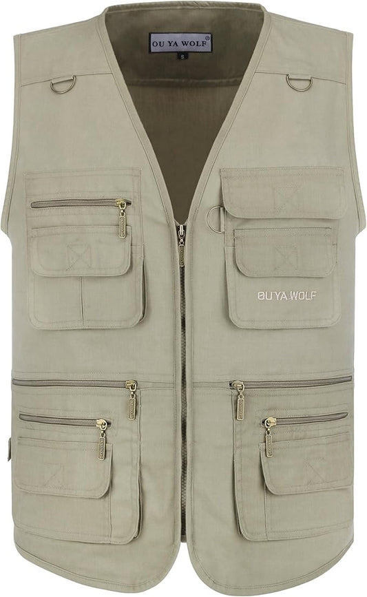 Men's Utility Work Hunting Travel Fishing Multi-Pockets Outdoor Vests