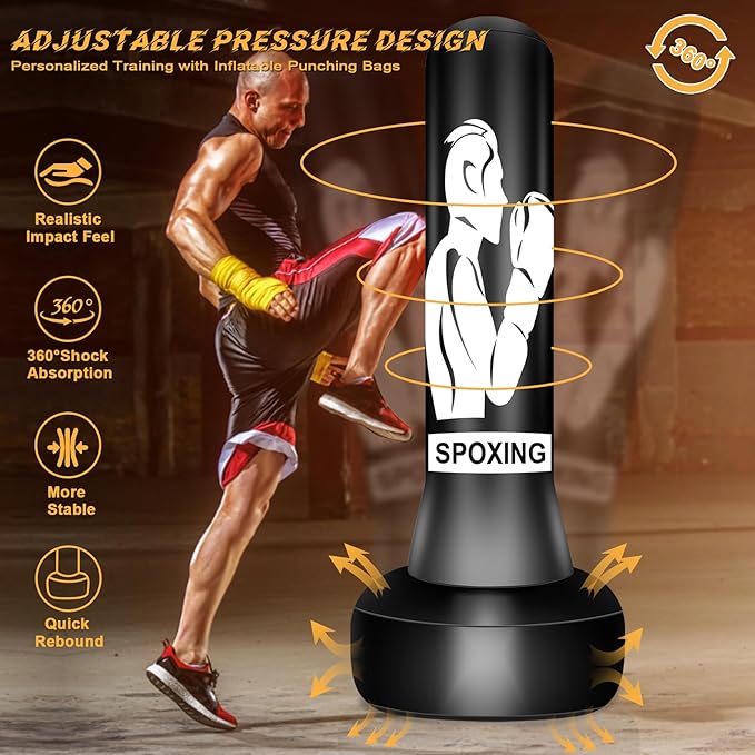 70" Freestanding Heavy Punching Bag with Adjustable Stand, Perfect for Boxing, MMA, Muay Thai, Karate, and Fitness Training for Adults, Men, Women, and Beginners