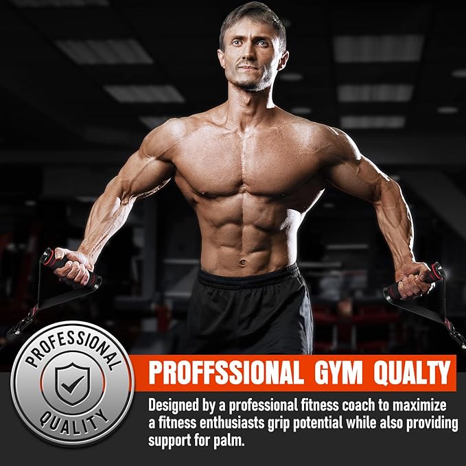 Heavy Duty Exercise Handles, Gym Handles for Cable Machine Attachment, Grip Gym Equipment, Resistance Bands, and Weight Lifting (Set of 2)