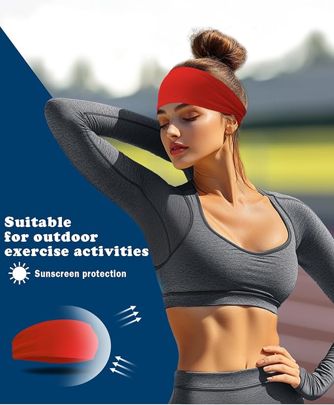 Headband for Men & Women, Sweat Wicking Sports Sweatband Headbands, Workout Running Training Yoga Basketball Hairband