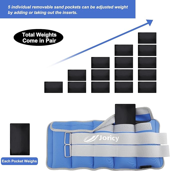 Adjustable Ankle Weights for Women Men Kids 1/2/3/4/5/6/8/10/12/20 1 Pair