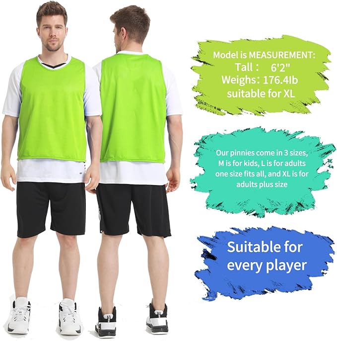 12/24/48PCS Pinnies Youth Team Pennies for Sports Kids and Scrimmage Vests for Soccer Basketball Jersey Practice