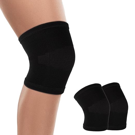 Kids Knee Sleeve Brace, 1 Pair Knee Compression Sleeve Breathable Children Knee Support Pad Elastic Soft Knee Protectors for Volleyball Football Dance Yoga Tennis Running Cycling Climbing(L)