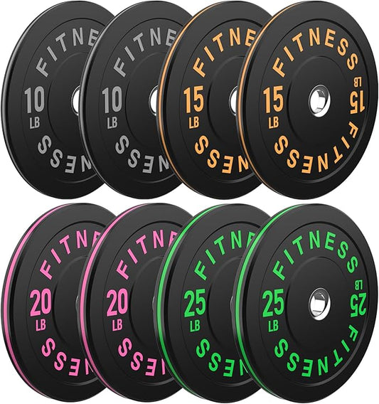 2 Inch Bumper Plates，10-500lbs，Barbell Rubber Olympic Weight Plates Set for Home Gym, Strength Training & Weight Lifting, Multiple Options Colors