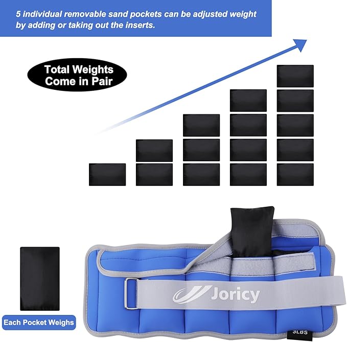 Adjustable Ankle Weights for Women Men Kids 1/2/3/4/5/6/8/10/12/20 1 Pair