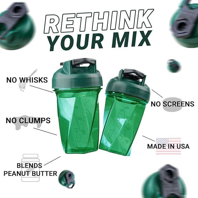HELIMIX 1.5 Vortex Blender Shaker Bottle Holds upto 28oz | No Blending Ball or Whisk | USA Made | Portable Pre Workout Whey Protein Drink Shaker Cup | Mixes Cocktails Smoothies Shakes | Top Rack Safe