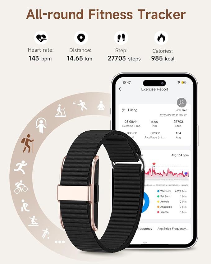 Health Fitness Tracker, Wearable Activity Step Tracker for Men Women, Continuous Sleep/ Heart Rate/ SpO2/ Stress/ Blood Pressure Monitor, IP68 Multiple Sports Modes Watch, Free App for Android iPhone