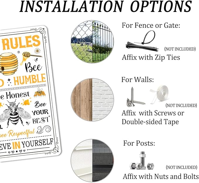 Hive Rules Funny Vintage Tin Sign Humble Kind 8x12 Inch