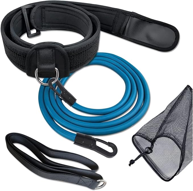 UCEDER Swim Tether Stationary Trainer, Resistance Belt with Bungee Cord, Pool Swim Training Harness for Exercise