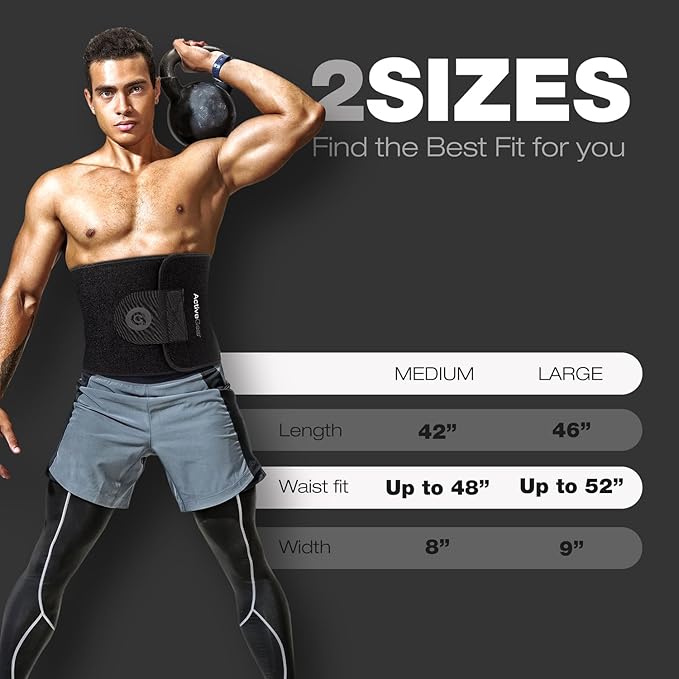 ActiveGear Premium Waist Trimmer & Trainer Belt for Men and Women - Sweat-Enhancing Slimming Wrap for Stomach, Adjustable Fit