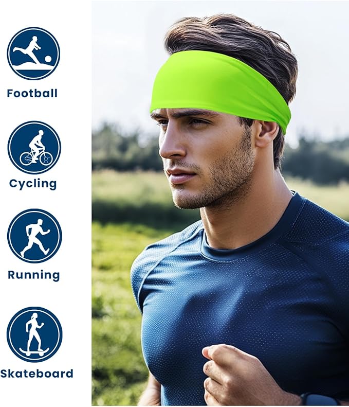 Headband for Men & Women, Sweat Wicking Sports Sweatband Headbands, Workout Running Training Yoga Basketball Hairband