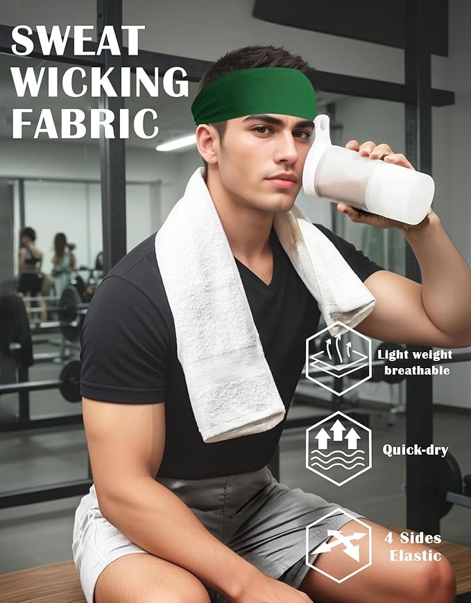 Headbands for Men & Women, Sweat Headband Non-Slip Sweatband Sports Running Cycling Yoga Basketball Workout Football Training