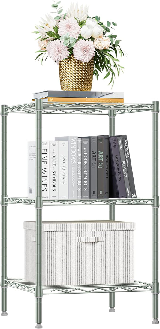 750 lbs 3 Tier Shelf Metal Storage Shelves Shelving Wire Rack Heavy Duty Closet Organizers for Garage Kitchen Bathroom Laundry Light Green 13.8" D x 13.8" W x 25.5" H