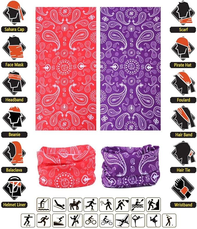 Headband Neck Gaiter Head Wrap Headwear Face Mask Magic Scarf Bandana for Men and Women