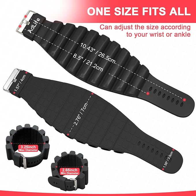 ADLIFE Adjustable Wrist Ankle Weights for Women Men Kids, 2 Lbs Wearable Arm Leg Weights Set of 2(1 Lb Each), Weighted Wristbands Exercise Weights for Walking Running Pilates Yoga Home Gym Workout