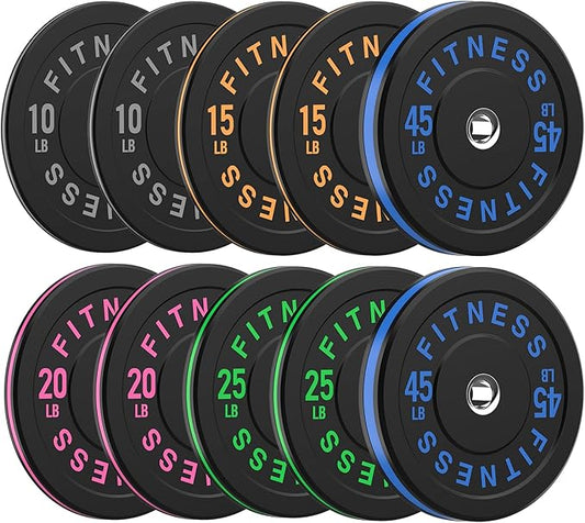 2 Inch Bumper Plates，10-500lbs，Barbell Rubber Olympic Weight Plates Set for Home Gym, Strength Training & Weight Lifting, Multiple Options Colors
