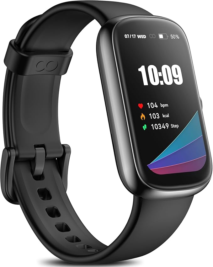 Health Fitness Tracker, 24/7 Heart Rate/SpO2/Sleep Monitor, Activity Trackers & Smart Watches with Step Calorie Counter Pedometer, Waterproof Fitness Watches for Women Men (Black)