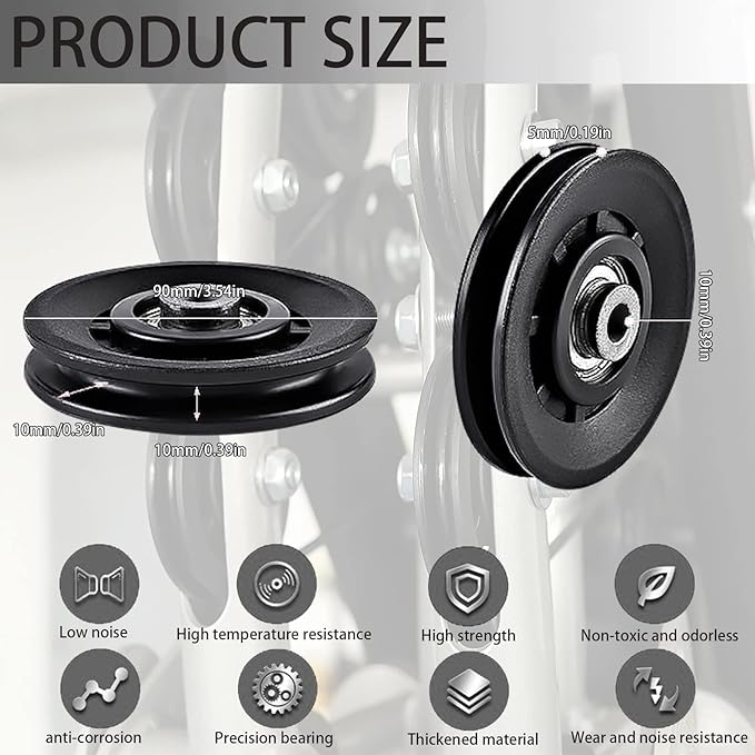 8Pcs 3.5" Nylon Bearing Pulley Wheel Replacement for Gym Equipment Part Cable Machine Universal Wear-Proof Nylon Pulley System Gym Attachments