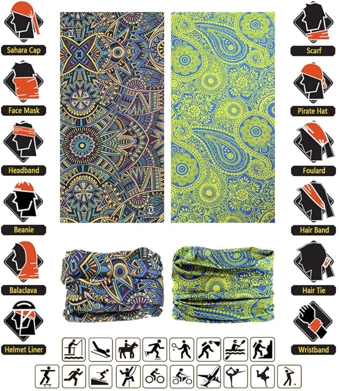 Headband Neck Gaiter Head Wrap Headwear Face Mask Magic Scarf Bandana for Men and Women