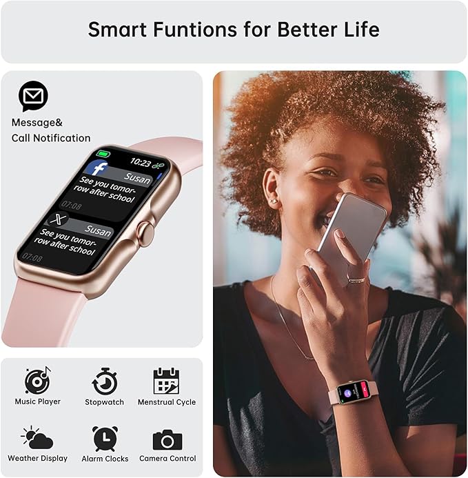 Health Fitness Tracker, Smart Watch with 24/7 Heart Rate and Blood Oxygen, Sleep Tracker with Blood Pressure Monitor, IP68 Waterproof Activity Tracker Pedometer Step Counter for Women Men