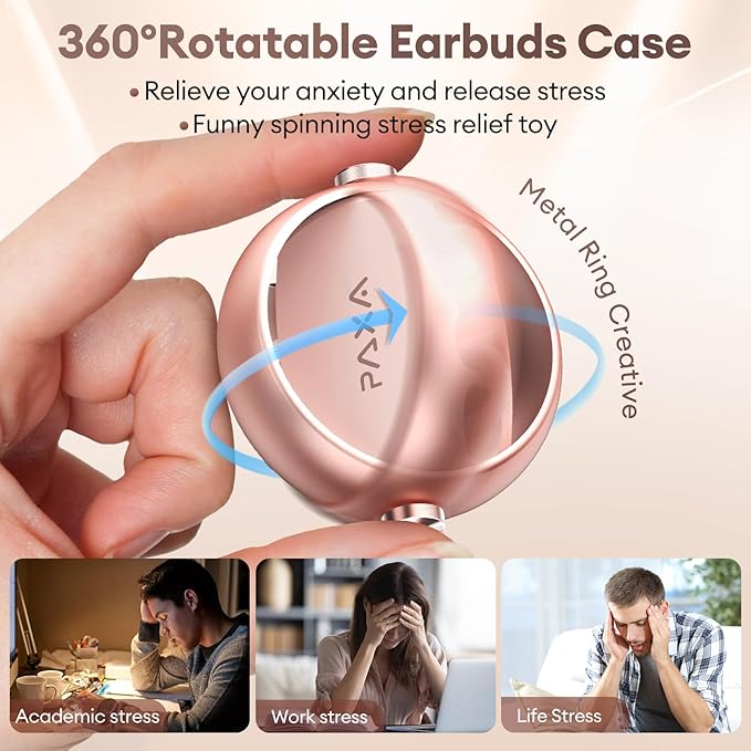 2 in 1 Clip on Open Ear Headphones Wireless Earbuds, 0 Delay Bluetooth 6.0, Ultra-long 140H Play, Auto L-R Recognition Touch Control, Hybrid Noise Reduction for Work Fitness Daily Use,Ctbuds Rose Gold