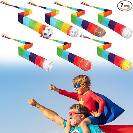 Leyndo 7 Pcs Rainbow Catch Tail Balls 25.59 x 2.36 Inches,