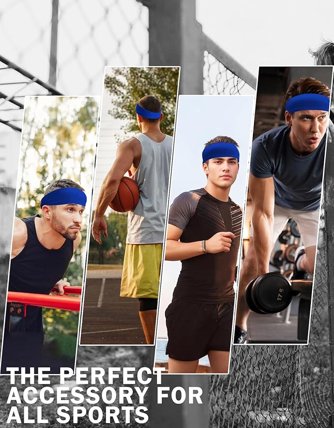Headbands for Men & Women, Sweat Headband Non-Slip Sweatband Sports Running Cycling Yoga Basketball Workout Football Training