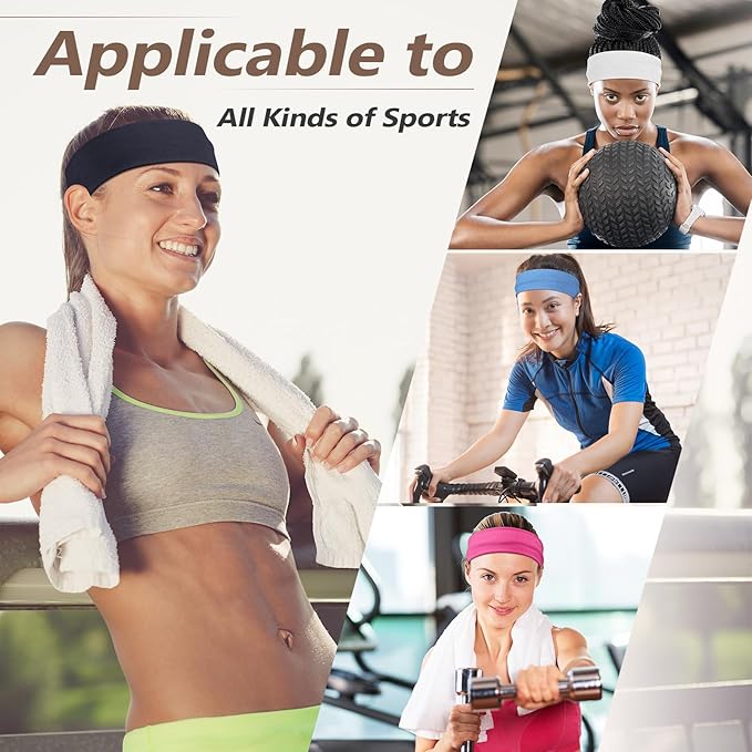 Headbands for Women Non Slip - 7PCS Fashion Sports Hair Bands for Women's Hair, Soft Cotton Cloth Stretchy Headbands for Women for Workout Yoga Running