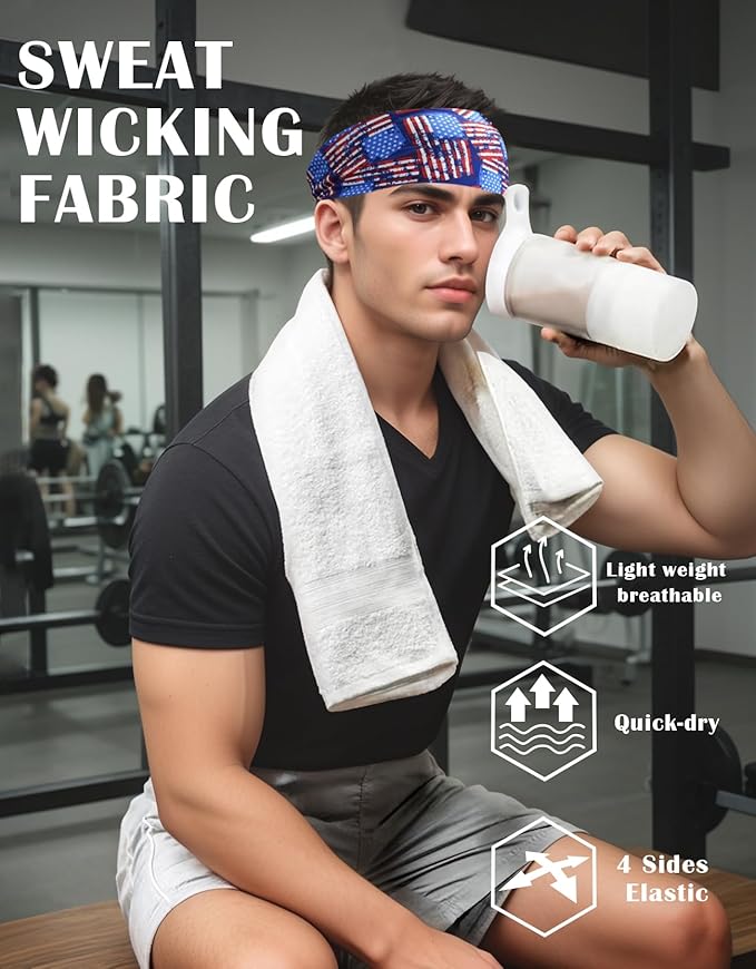 Headbands for Men & Women, Sweat Headband Non-Slip Sweatband Sports Running Cycling Yoga Basketball Workout Football Training