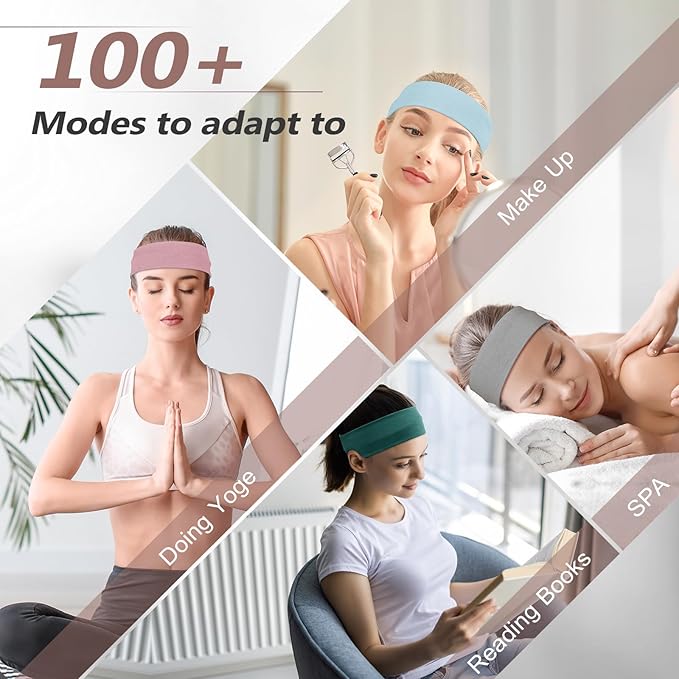 Headbands for Women Non Slip - 7PCS Fashion Sports Hair Bands for Women's Hair, Soft Cotton Cloth Stretchy Headbands for Women for Workout Yoga Running