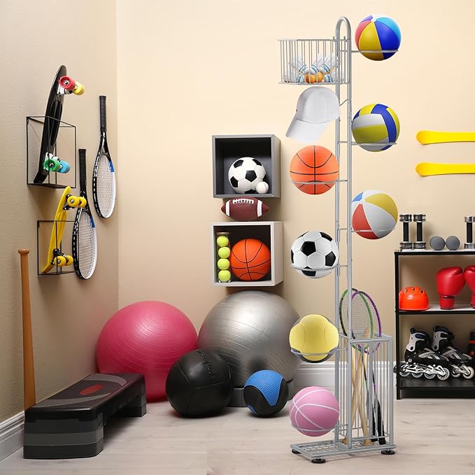 7 Tier Basketball Holder Ball Storage Rack