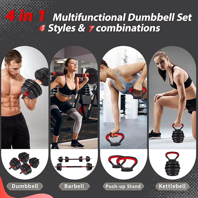 Adjustable Dumbbells, 10/25/35/55/70/90lbs Free Weight Set with Connector
