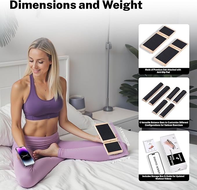 Adjustable Ankle Balance Board with 2 Sidekick Ankle Boards and 6 Balance Bars, Versatile Ankle Strengthener for Stability, Rehab & Pain Relief