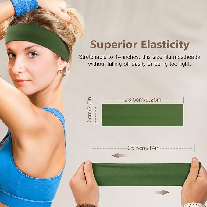 Headbands for Women Non Slip - 7PCS Fashion Sports Hair Bands for Women's Hair, Soft Cotton Cloth Stretchy Headbands for Women for Workout Yoga Running