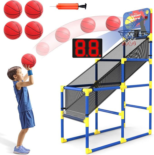 Kids Basketball Hoop Arcade Game W/Electronic Scoreboard Cheer Sound W/4 Balls, 3-6 5-7 5-7 8-12 8-12 Toddlers