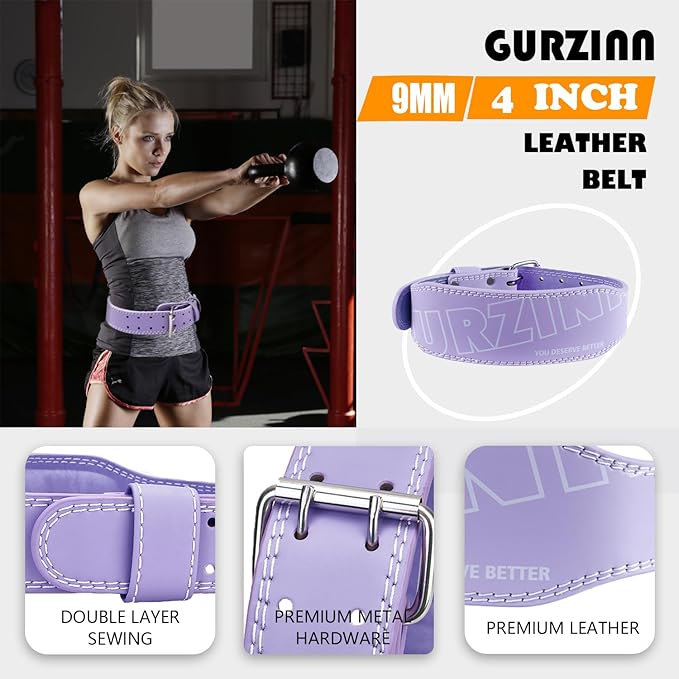 9mm Leather Fitness Weight Lifting Belt for Women&Men 4 Inches