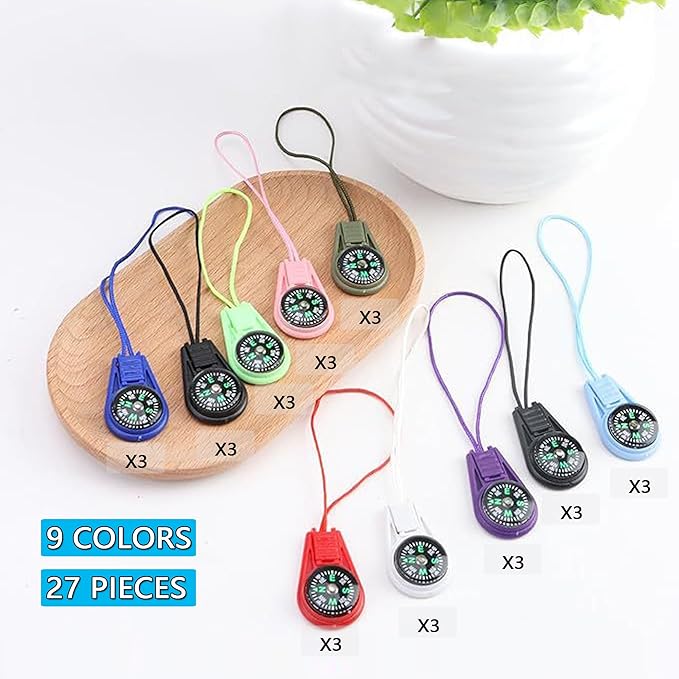 27 Pack Compass for Compass Hiking 9 Colors,