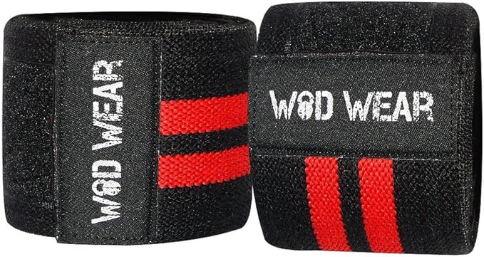 Heavy Duty Knee Support Compression Wraps (Pair) Elastic Velcro for Weightlifting, Powerlifting, Crossfit, Fitness, Unisex, Red