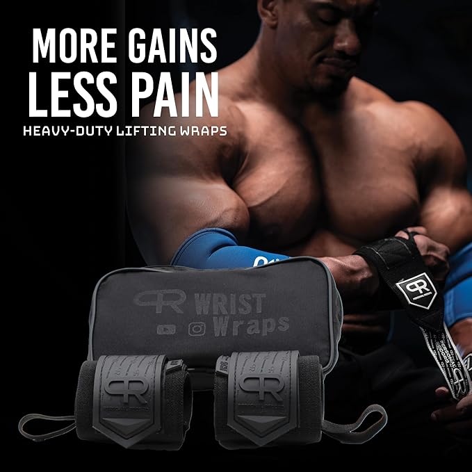 Heavy Duty Premium Wrist Wraps, More Elasticity, Reinforced Stitching, Extra Wide Strap, Strong Thumb Loop, Larry Wheels Weightlifting Wraps