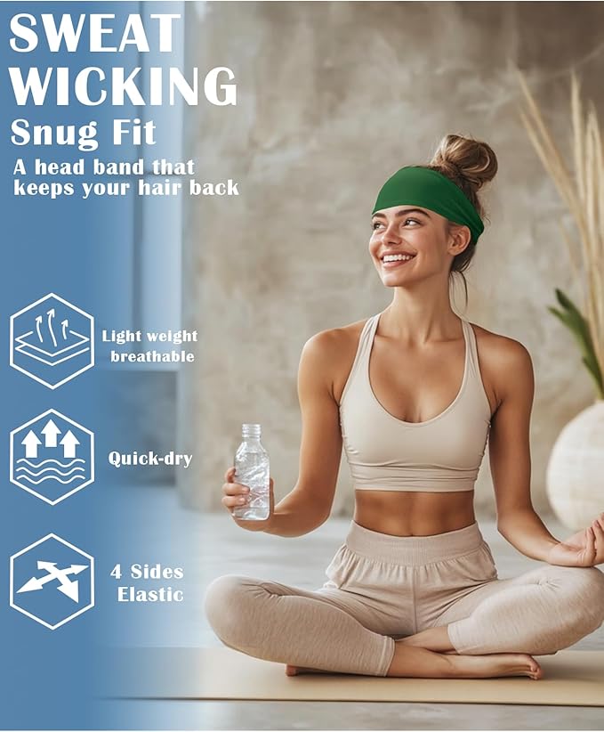 Headbands for Men & Women, Sweat Headband Non-Slip Sweatband Sports Running Cycling Yoga Basketball Workout Football Training