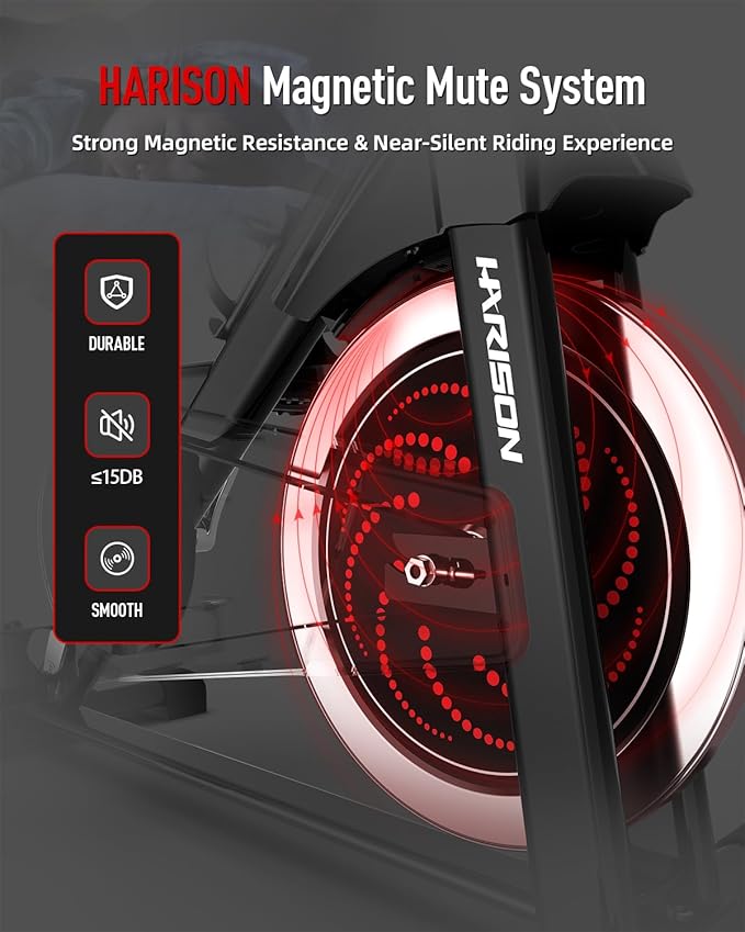 HARISON Semi-Commercial Exercise Bike 400 lbs Capacity, Magnetic Stationary Bikes for Home Gym with Bluetooth & Tablet Holder & Comfortable Seat Cushion