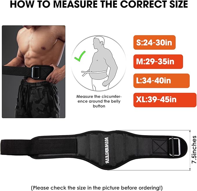 MANUEKLEAR Gym Weight Lifting Belt Weight Lifting Workout 7.5inch -