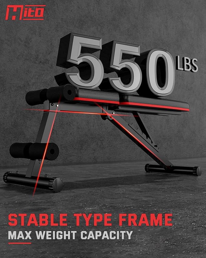 HITOSPORT Adjustable Weight Bench for Full Body Exercise